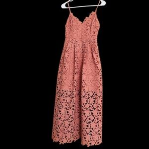 ASTR the Label Women’s Mauve Pink Lined Lace Midi Dress Sz-XS